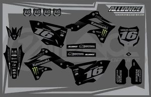 Graphics Kit for Kawasaki KX450F (2013-2015) KX 450F Hanny Grey Kit - Picture 1 of 6