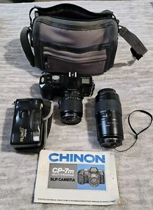CHINON CP-7m SLR Camera With 2 Lenses, Manual, Bonus Camera W/case, Case YCL01 - Picture 1 of 11
