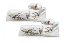 Set of 2 Fine Bone China Kookaburra Bird 90cc Cups & Saucer Chinaware Tea Gift
