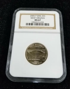 2005-P SMS 25c West Virginia Graded NGC MS67 - Picture 1 of 2
