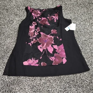Alex Evenings Black Rose Tank Top Women's Xl High Neck Lightweight Style 375526 - Picture 1 of 10