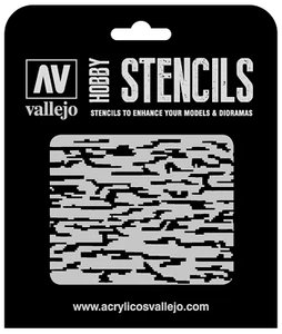 Plantilla de aerógrafo Vallejo ST-CAM004 pixelado camuflaje moderno 125 x 125 mm camuflaje - Imagen 1 de 1