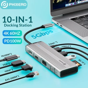 5/6/9/10 in 1 Multiport USB-C Hub Type C To USB 3.0 4K HDMI Adapter For Macbook - Picture 1 of 46