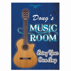 Guitar Room Sign Custom/ Personalized Guitar Sign Blue Background - Bild 1 von 1