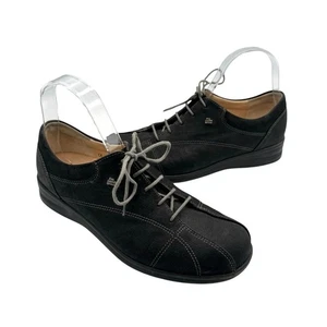Finn Comfort US 7.5 Ariano Black Nubuck Leather Lace Up Comfort Casual Sneakers - Picture 1 of 12
