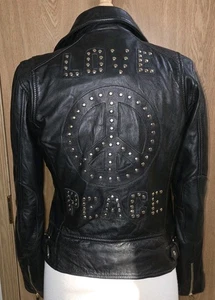 Mauritius Traysie Leather Jacket Black Women's Leather Zip Moto FLAWED Read XS-S - Picture 1 of 5
