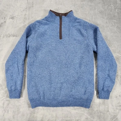 L.L.Bean Sweater Mens Large Tall Blue Waterfowl 1/4 Merino Wool Gore-Tex - Image 1 of 4