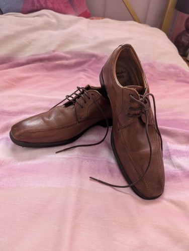 Scarpe stringate Clarks uomo pelle marrone eleganti da lavoro suola ammortizzata taglia 7