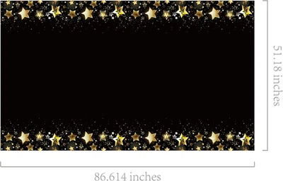 2Pack Rectangle Tablecloth Disposable Plastic Covers Black Gold Tables Star - Image 1 of 4