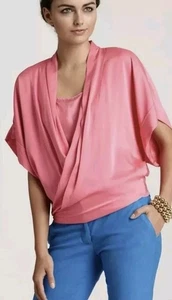 Diane Von Furstenberg Clean Keiko Top Size M Pink Silk Blouse #C - Picture 1 of 14