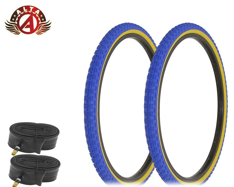 PAIR OF 24" x 1.75" ALTA BMX BIKE BLUE GUM WALL Comp3 Bicycle TIRE W/Tubes 65PSI - Image 1 of 1