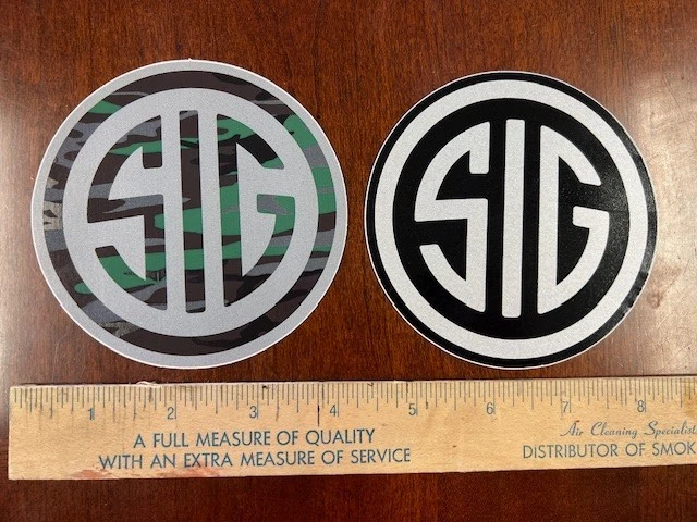 Official Sig Sauer Logo Stickers 4" Camo Black Silver FREE SHIP - Image 1 of 1