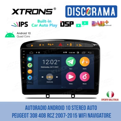 AUTORADIO ANDROID 10 STEREO AUTO PEUGEOT 308 408 RCZ 2007-2015 WIFI NAVIGATORE - Immagine 1 di 4