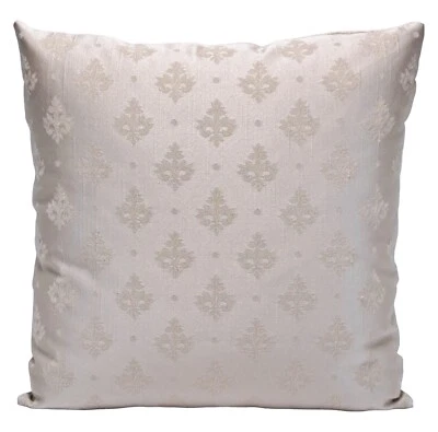 Ivory Damask  Embroidered  18"x18" Decorative Throw Pillow Cover - Image 1 of 4