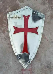 Templar Knight Red Cross Crusader Medieval Shield Battle Knight Heater Shield - Picture 1 of 5