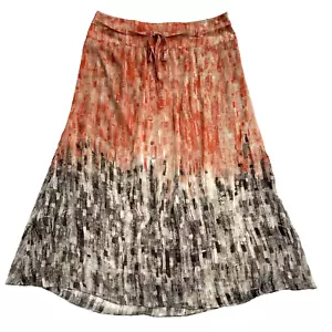 NIC+ZOE Red Black Abstract Pattern Midi A-Line Skirt Size 12P - Picture 1 of 3