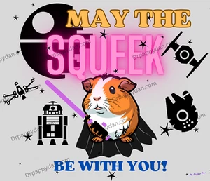 May the Squeek Be With You, conejil de indias temático de Star Wars, arte de sublimación, clip - Imagen 1 de 5