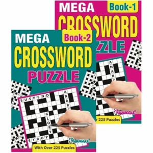 A5 Mega Crossword Book 2 Pack - Large Print Puzzles Books Adults Puzzle Fun  - Picture 1 of 6