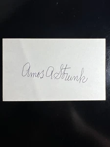 Amos Aaron Strunk auto autograph 3x5 with jsa 4x W.S. CHAMPION - Picture 1 of 4