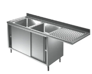 Spülcenter mit 2 Becken links 1600 x 700 Spültisch Gastro Spüle Spülbecken - Bild 1 von 1