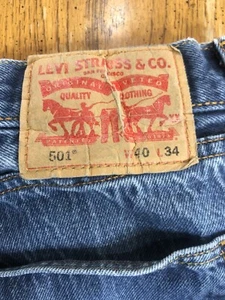 501 Levis Medium Wash Denim Jeans Tag 40 x 34 - Picture 1 of 12
