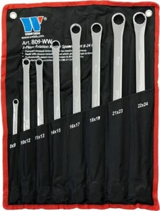 WELZH WERKZEUG 8Pc Aviation Double Ended Ring Extra Long Spanner Set 8-24mm 809 - Picture 1 of 2
