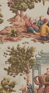 OLD WORLD WEAVERS Mandarin Toile Sky Chinoiserie Cotton Remnant New - Picture 1 of 1