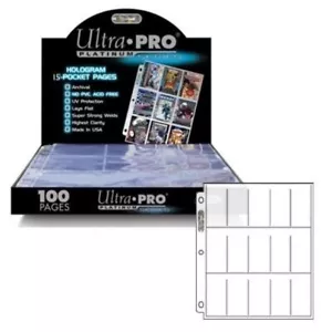 30 x ULTRA PRO 15 POCKET PLATINUM SERIES TOBACCO CIGARETTE CARDS SLEEVES PAGES - Picture 1 of 4