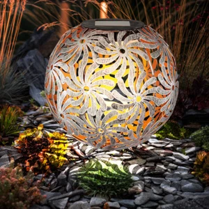 LED Solar Steck Leuchte silber grau Licht Effekt Garten Tisch Lampe Außen Deko - Imagen 1 de 12