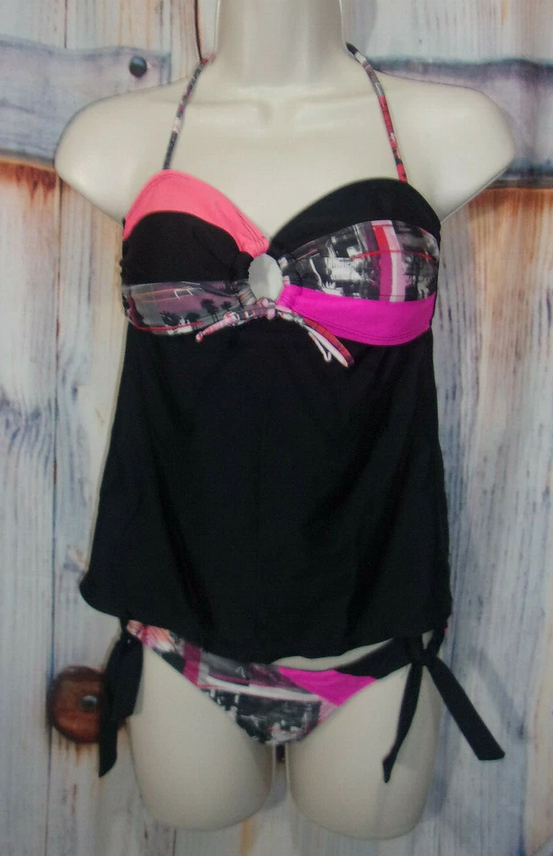 Juego Tankini 2 Piezas OP Mujer Talla S (3-5) Negro, Rosa   Foto 1 de 4