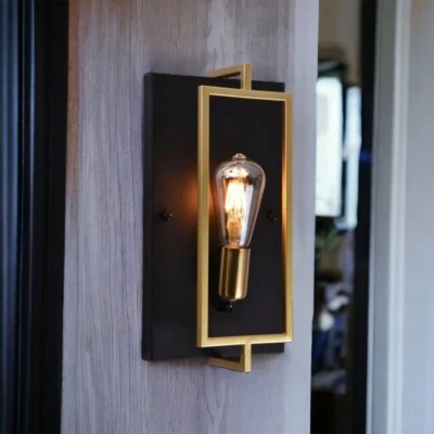 Applique da parete lampada stile industriale in metallo nero bronzo e27 aq63 - Immagine 1 di 4