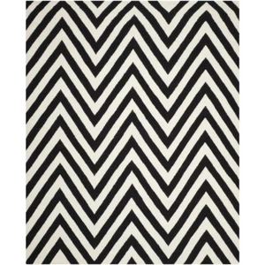 SAFAVIEH Dhurries DHU568C Handwoven Black / Ivory Rug - Picture 1 of 13