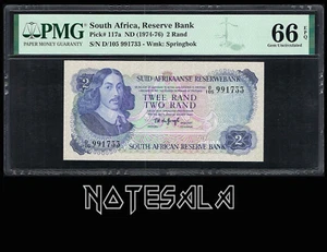 SOUTH AFRICA 2 RAND ND (1974/76) Pick-111aa PMG 66 EPQ GEM Watermark Springbok - Picture 1 of 3