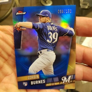 2019 Topps Finest Blue Refractor Corbin Burnes Rc # 39 #ed 38/150