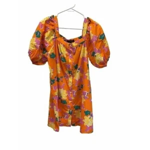 Blusa Beulah Tropical Túnica Top Manga Abullonada Cuello Cuadrado Colorido Playa LG - Imagen 1 de 10