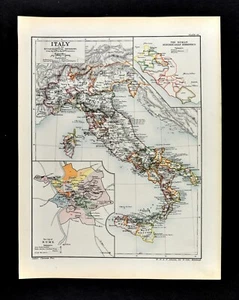 1902 Oxford History Map Italy Ecclesiatical Divisions 12-14th Rome Bishops - Picture 1 of 3