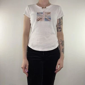 Y2K vintage Union Jack baby tee coquette top - Picture 1 of 5