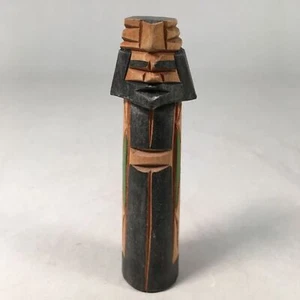 Japanese Wooden Hokkaido Statue Ainu Nipopo Vtg Okimono Brown KF411 - Picture 1 of 8