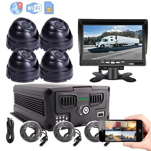 4CH WIFI GPS 4G 1080P AHD 4TB HDD Car DVR Video Record Rear View Camera 7" LCD - Picture 1 of 11