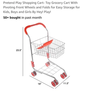 Pretend Play Shopping Cart for Toddlers Pivoting Front Wheels Grocery Cart, BF - Picture 1 of 7