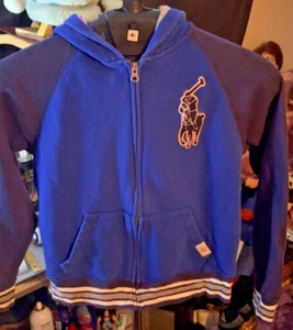 Polo Ralph Lauren Hoodie Boys Medium Blue Red Big Pony Full Zip Jacket Youth Kid - Picture 1 of 4