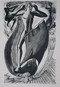 Blair Hughes-Stanton NUDE SHIP Vintage Print C1933 Naked Theme - Picture 1 of 2