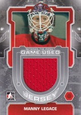 12-13 ITG BETWEEN THE PIPES GAME-USED JERSEY SILVER MANNY LEGACE /140 