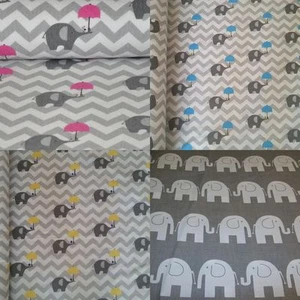 GREY CHEVRON *STARS*ELEPHANTS*100% Cotton Fabric Material By The Metre 63" Wide  - Picture 1 of 97