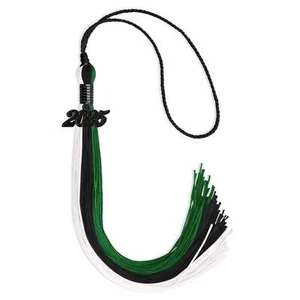 Endea Graduation Black/Green/White Tassel with Black Date Drop - Picture 1 of 17
