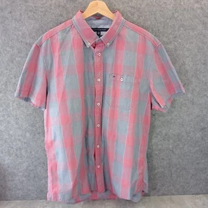 Camisa de manga corta para hombre TOMMY HILFIGER XL roja gris algodón a cuadros - Imagen 1 de 12