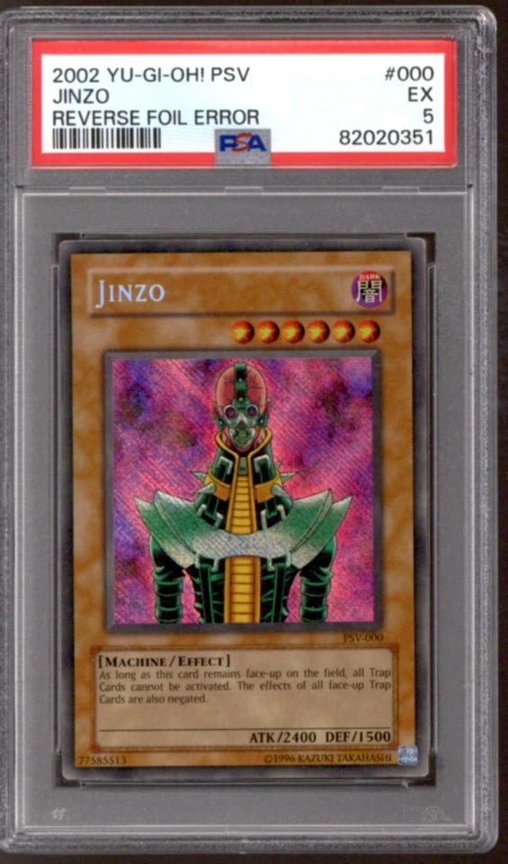 Yu-Gi-Oh Pharaoh's Servant Reverse Foil Error Jinzo PSV-000 PSA 5 YuGiOh - Image 1 of 1