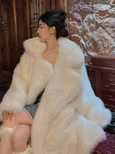 2025 Winter Imitation Fur Women Coat, Long Lapel Loose, Imitation Fox Plush Coat - Picture 1 of 7