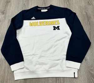 Suéter Pullover ADIDAS Michigan Wolverines Para Hombre Mediano Azul Marino Blanco Climalite - Imagen 1 de 10