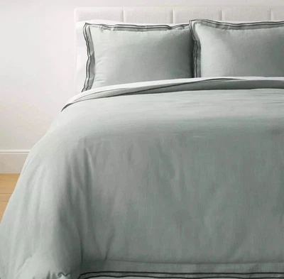 California King Double Flange Merrow Stitch Duvet Cover & Sham Set Light NEW - Image 1 of 4